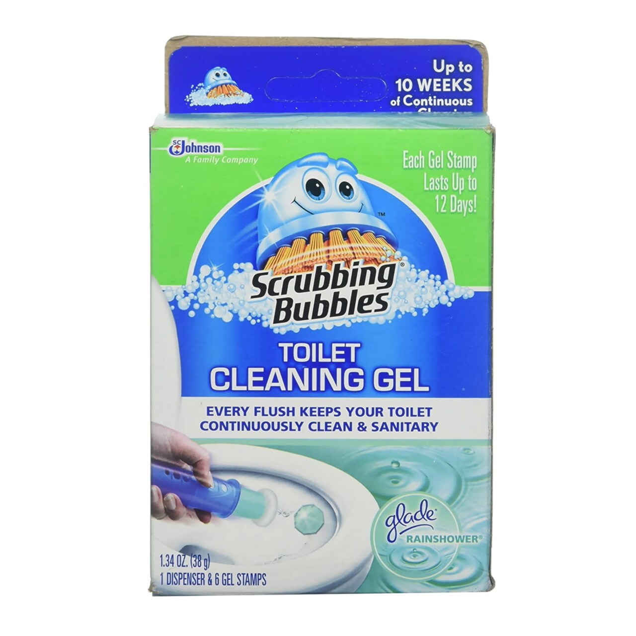 Scrubbing Bubbles Toilet Gel Rain Shower - 1 Dispenser and 6 Gel Stamps - Pack of 1